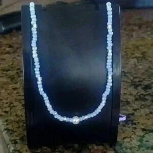 Pale periwinkle beaded necklace